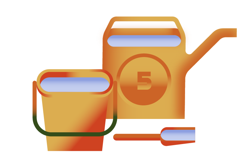 Immagine di annaffiatori e secchi